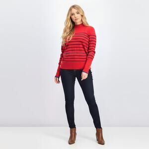 Lauren Ralph Lauren Striped 100% Cashmere Mock Neck Sweater Size XXS